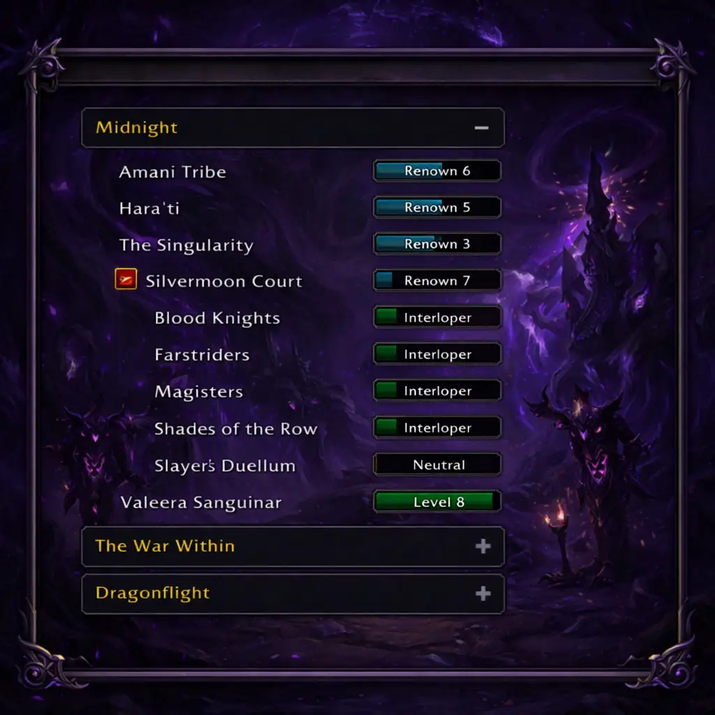 Midnight Renown - Professional gaming boost service